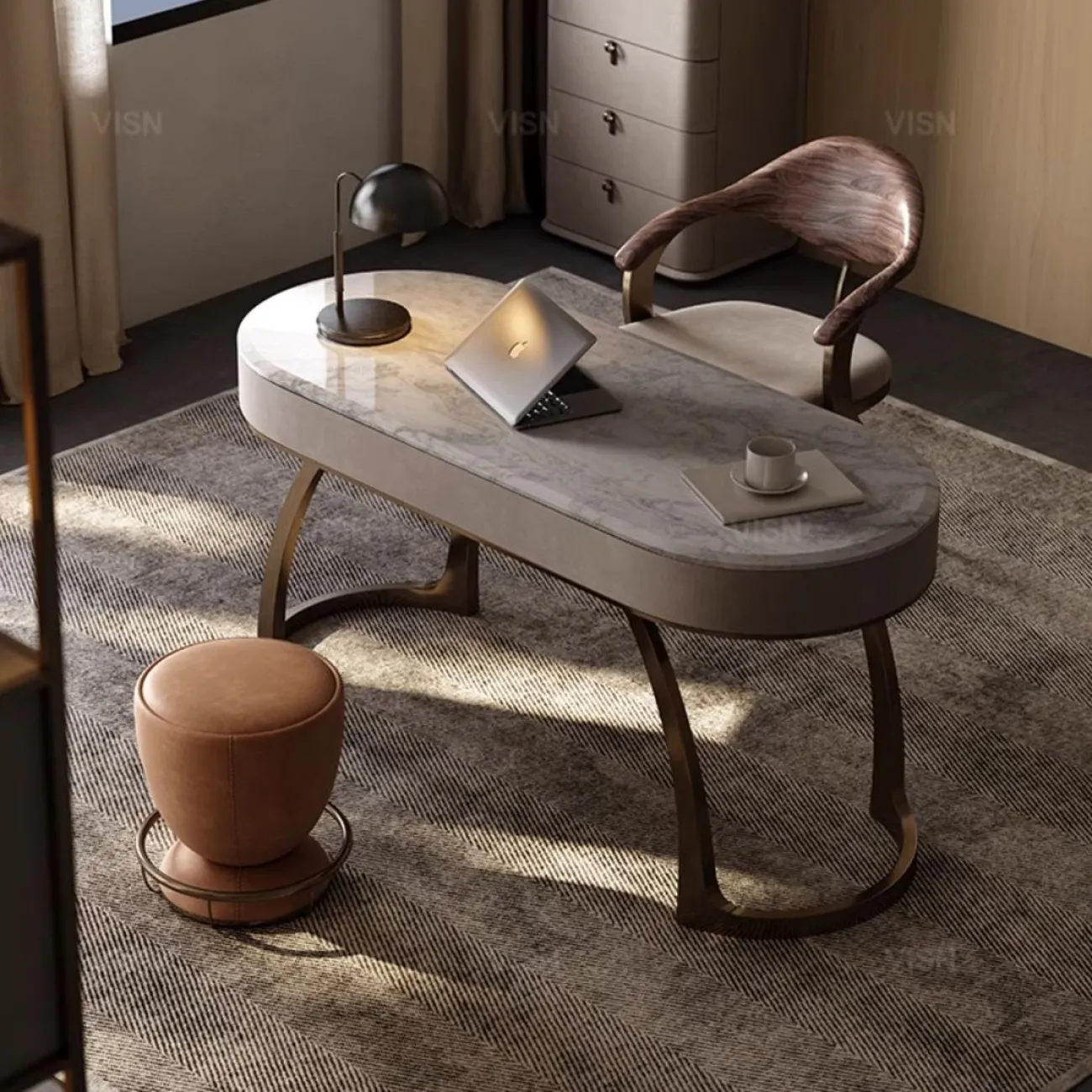 Современный овальный письменный стол из массива дерева LUXURY VISN 35844-29