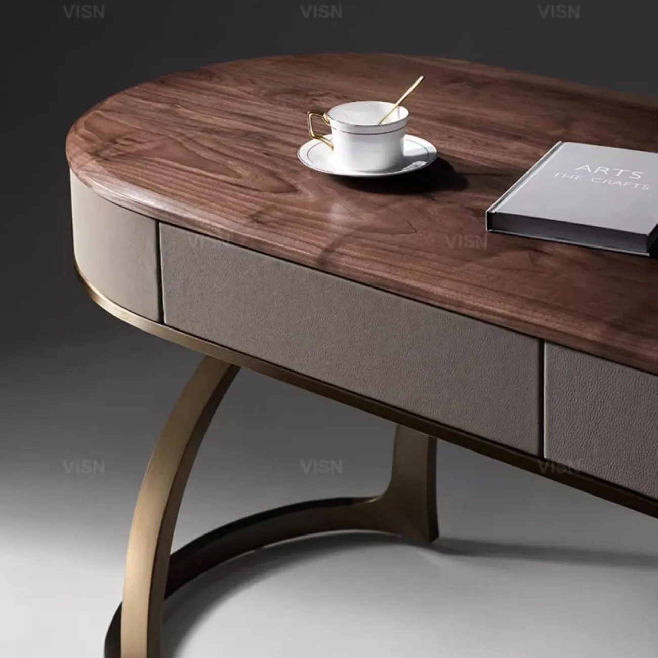 Современный овальный письменный стол из массива дерева LUXURY VISN 35844-29