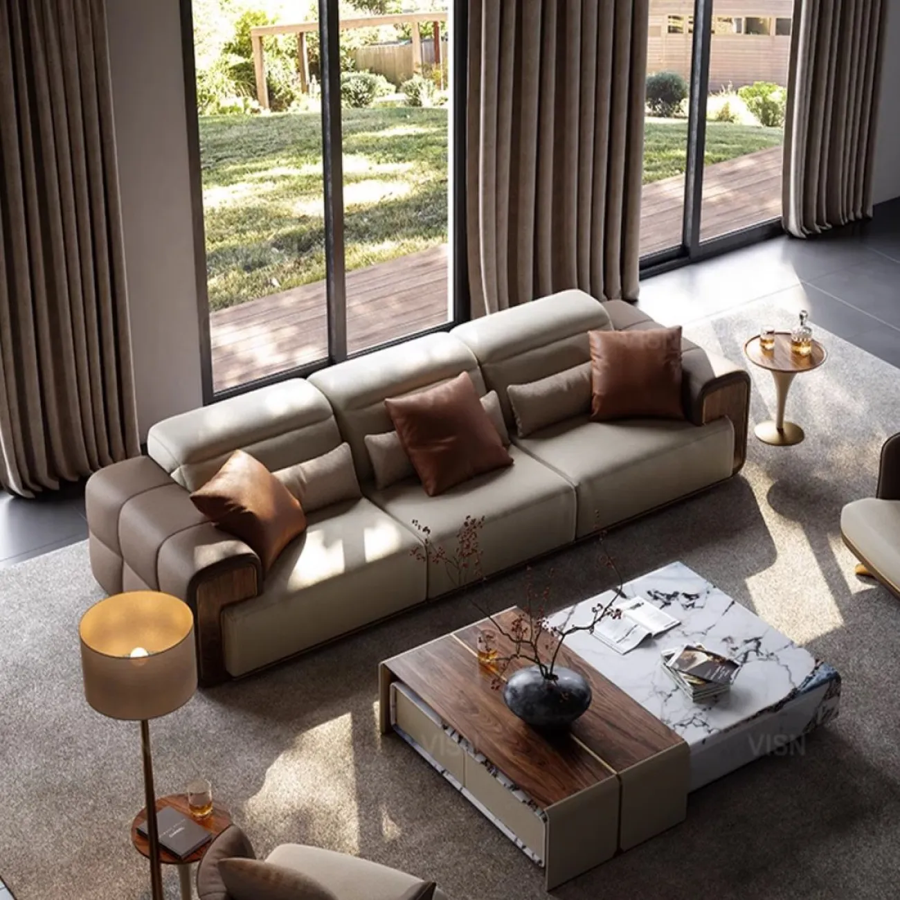 Роскошный комбинированный кожаный диван LUXURY VISN  35863-29