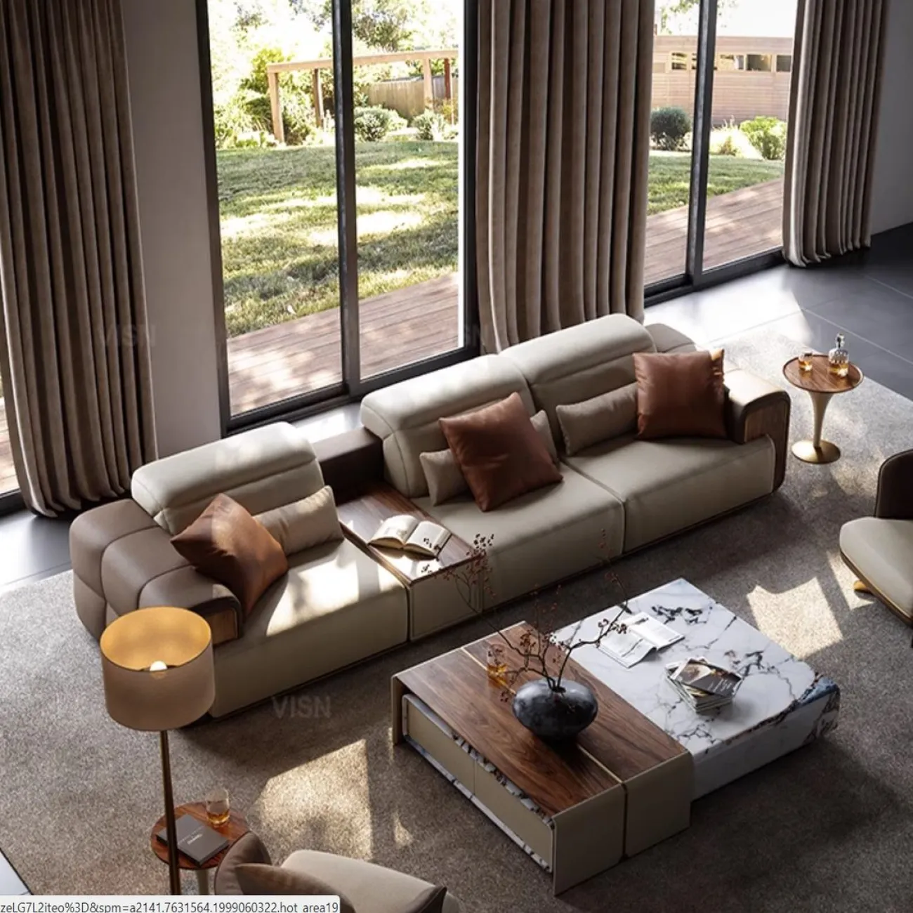 Роскошный комбинированный кожаный диван LUXURY VISN 35863-29 Роскошный комбинированный кожаный диван LUXURY VISN 35863-29