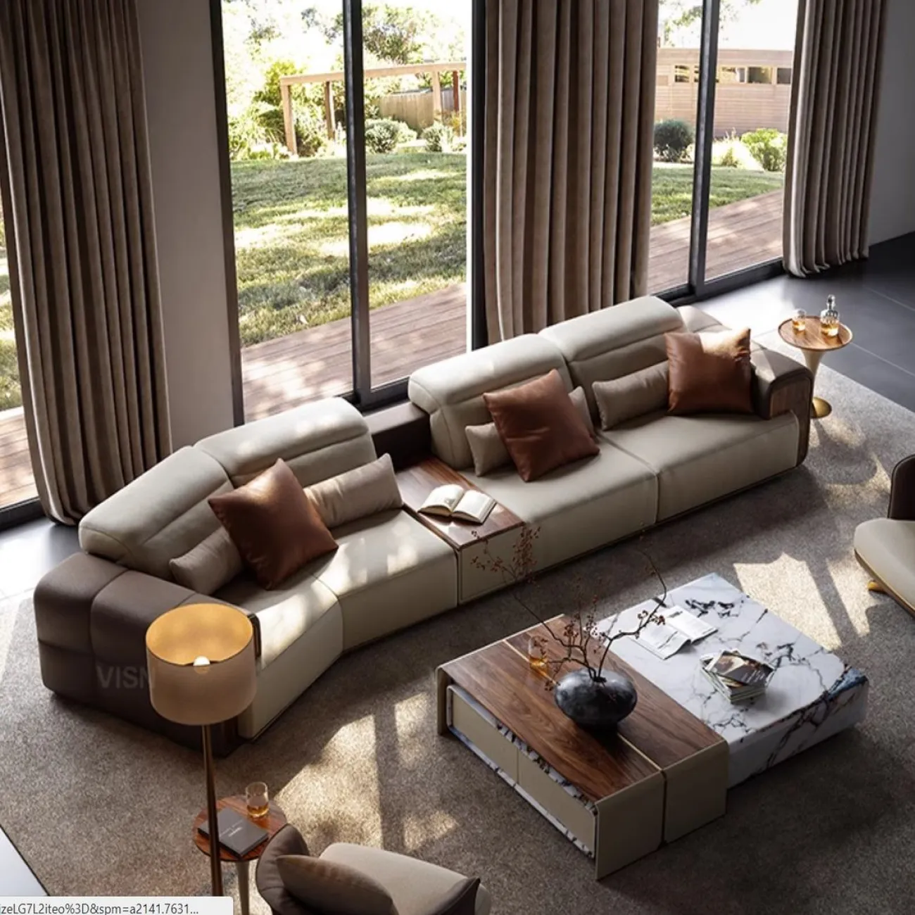 Роскошный комбинированный кожаный диван LUXURY VISN  35863-29