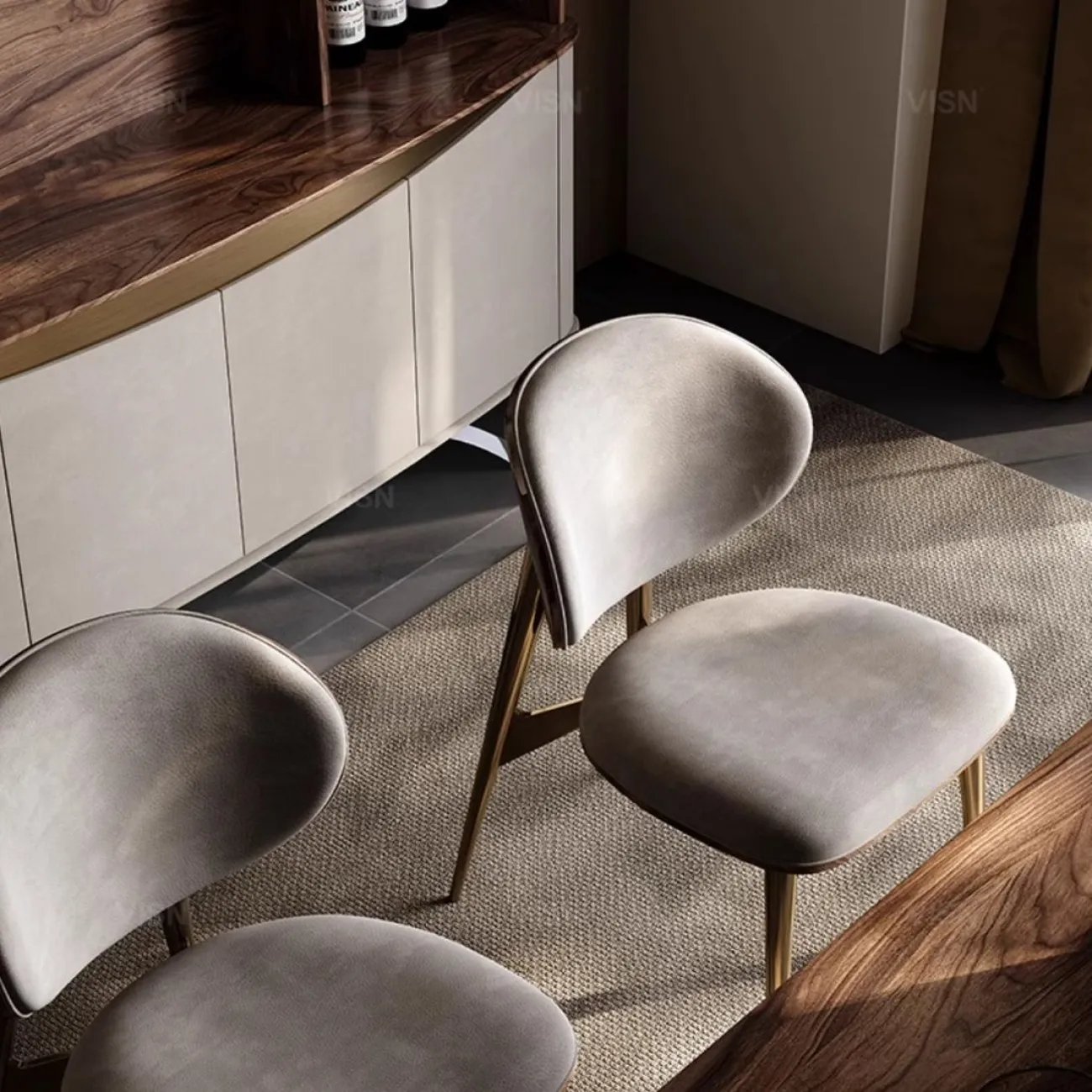 Легкий роскошный кожаный обеденный стул LUXURY VISN 35864-29