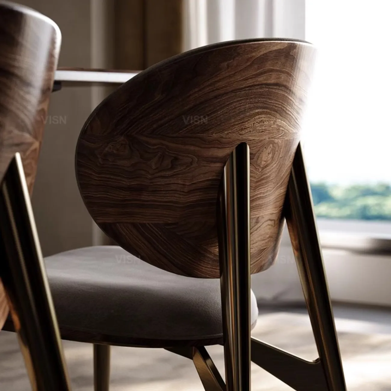 Легкий роскошный кожаный обеденный стул LUXURY VISN 35864-29