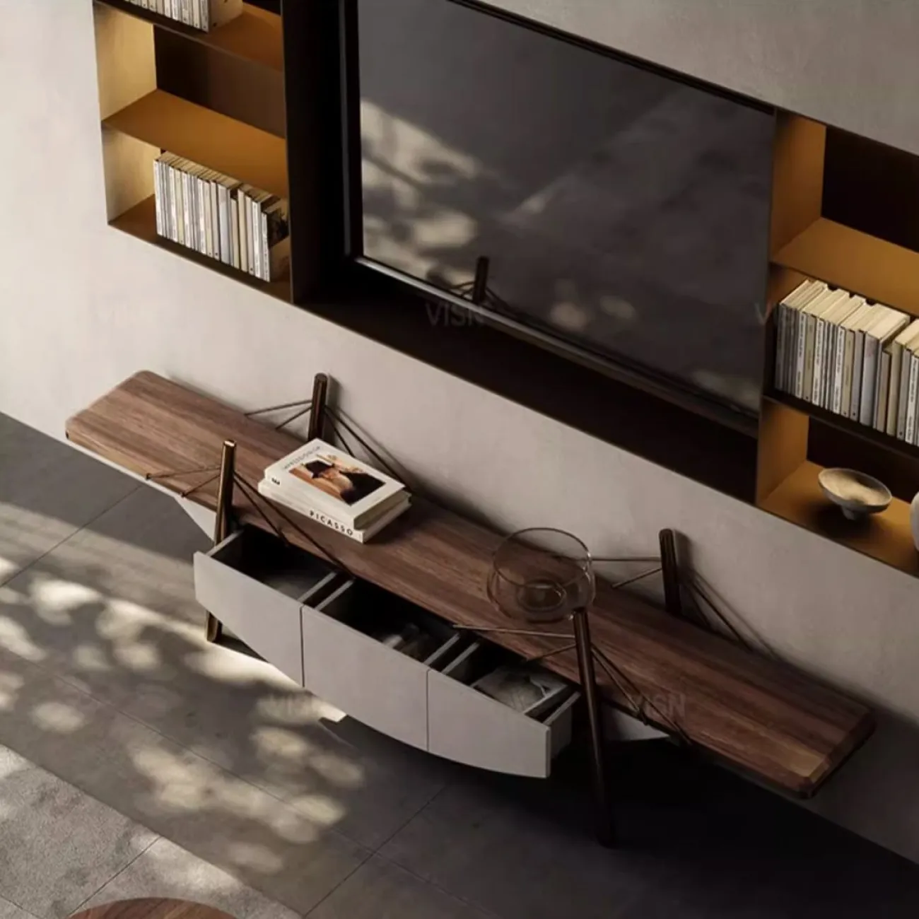 Роскошный ТВ-шкаф из черного орехового дерева LUXURY VISN 35865-29 Роскошный ТВ-шкаф из черного орехового дерева LUXURY VISN 35865-29