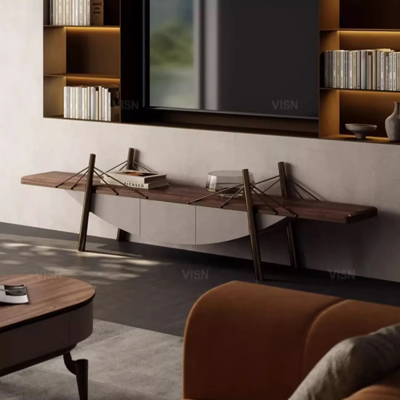 Роскошный ТВ-шкаф из черного орехового дерева LUXURY VISN 35865-29 Роскошный ТВ-шкаф из черного орехового дерева LUXURY VISN 35865-29