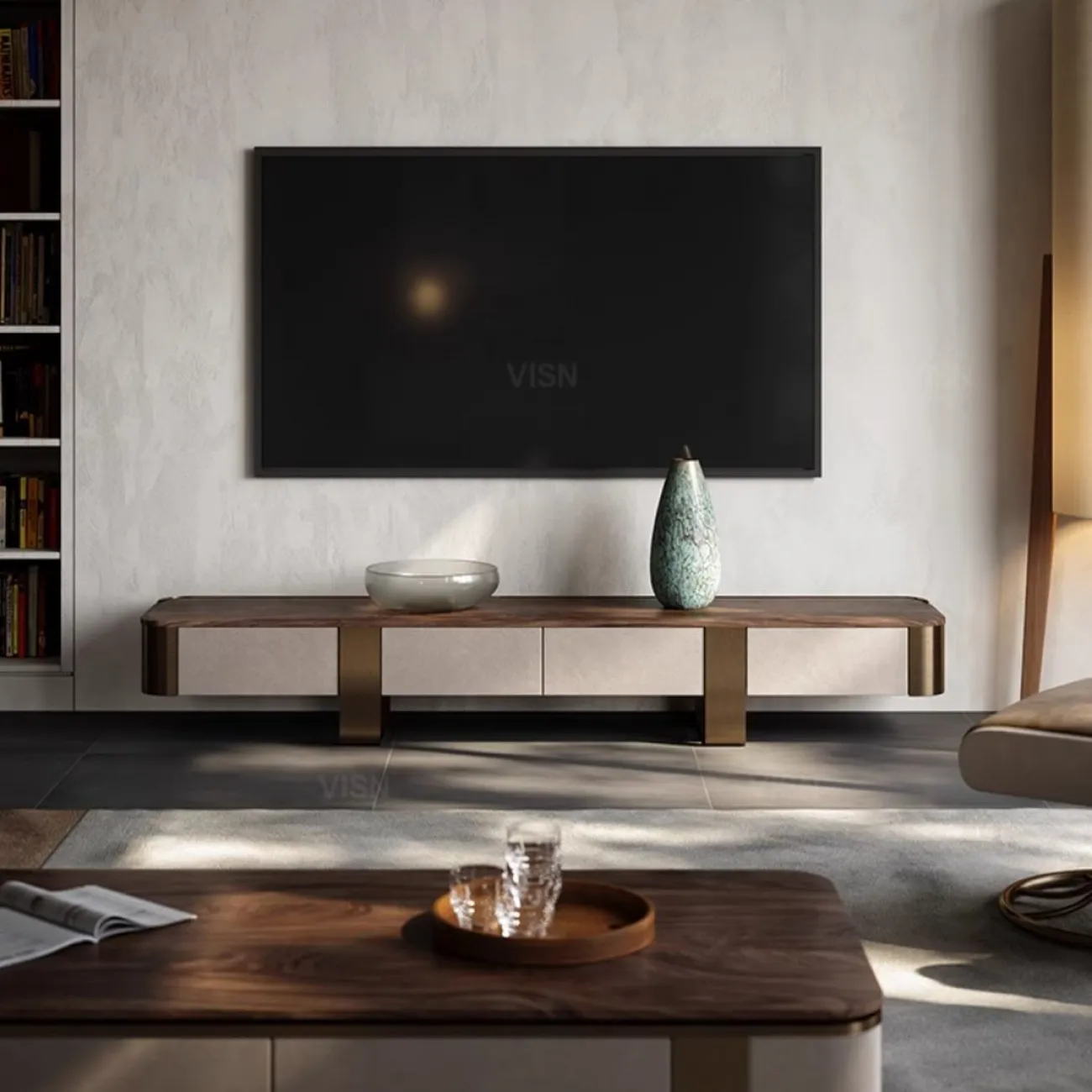 Роскошна ТВ шкаф на бронзовых ножках LUXURY VISN 35869-29