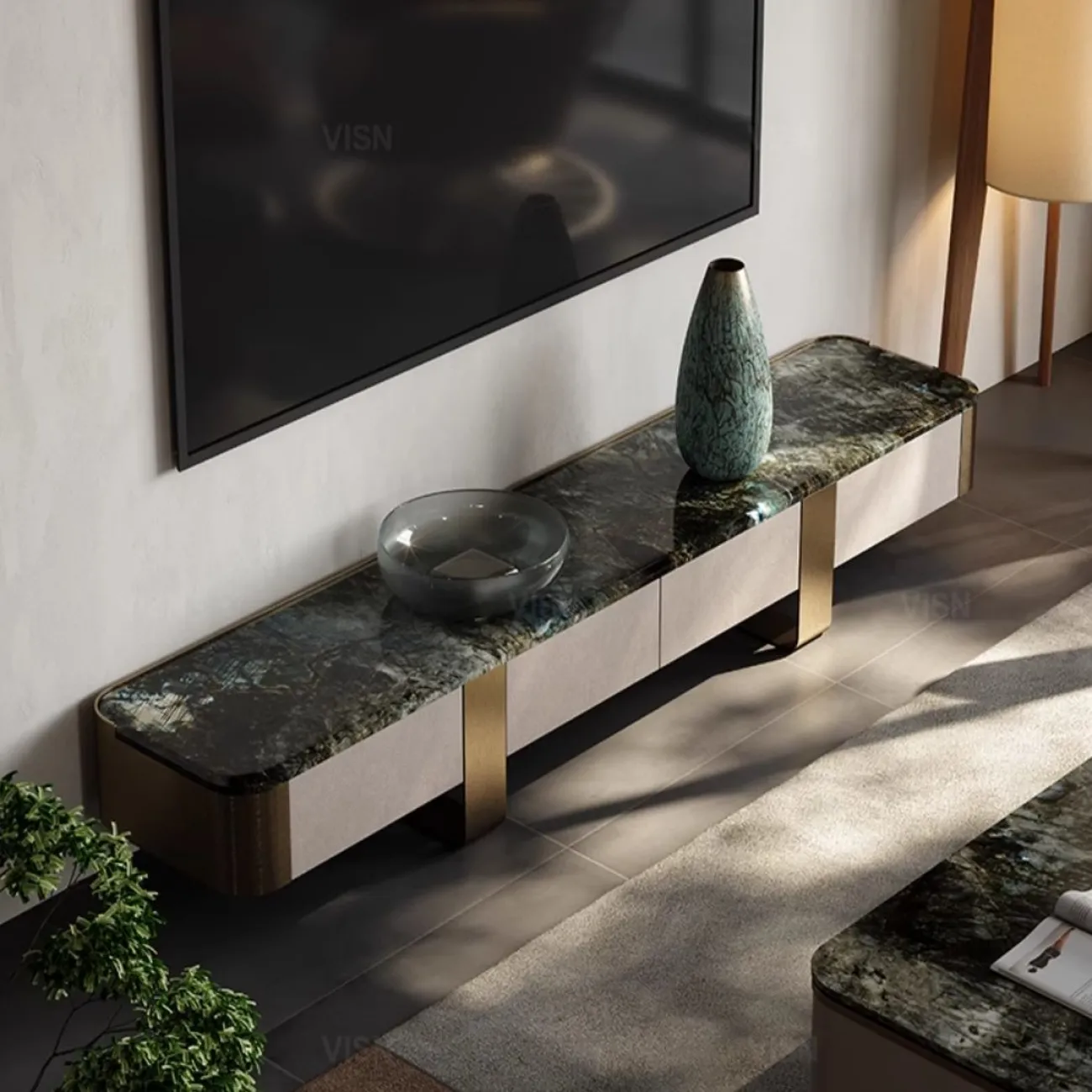 Роскошна ТВ шкаф на бронзовых ножках LUXURY VISN 35869-29 Роскошна ТВ шкаф на бронзовых ножках LUXURY VISN 35869-29