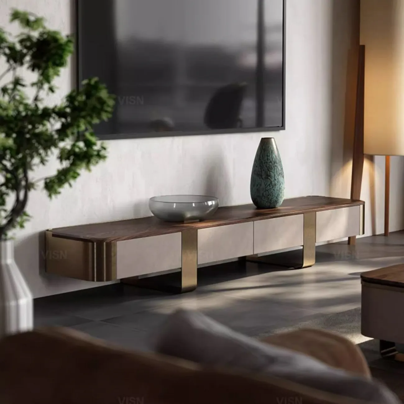 Роскошна ТВ шкаф на бронзовых ножках LUXURY VISN 35869-29
