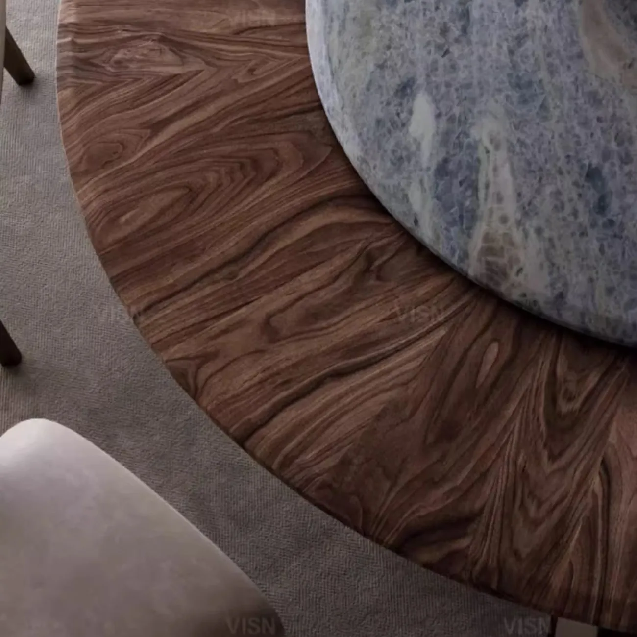 Круглый мраморный электрический обеденный стол LUXURY VISN 35872-29