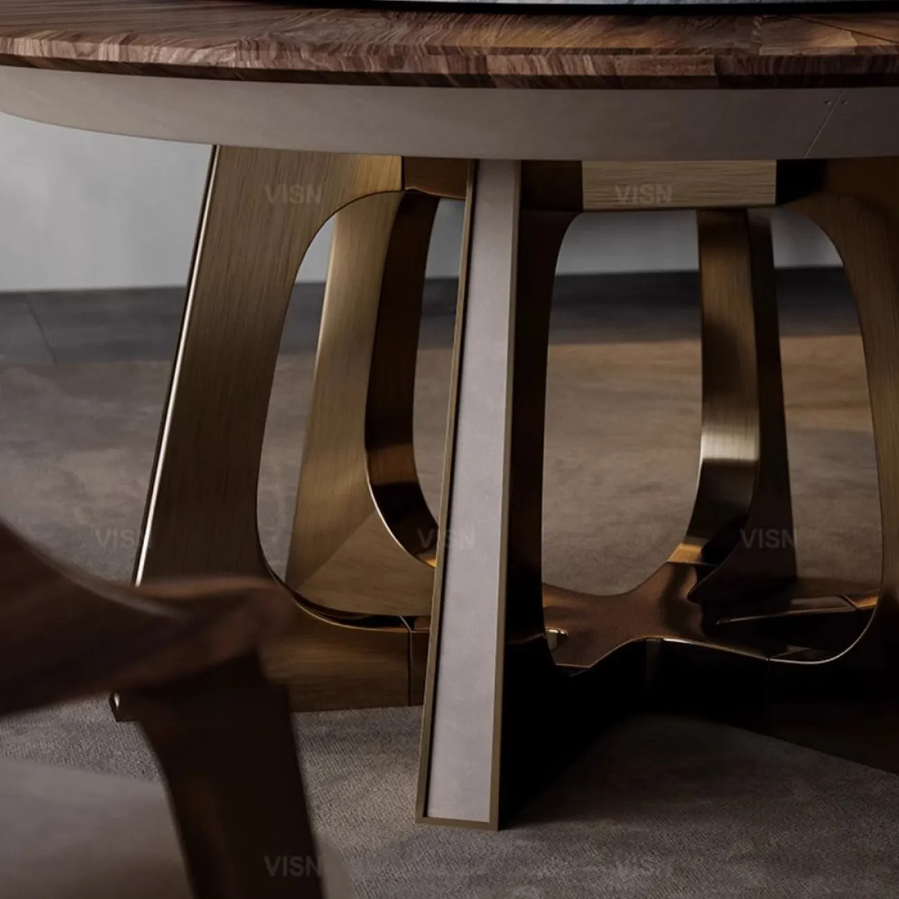 Круглый мраморный электрический обеденный стол LUXURY VISN 35872-29