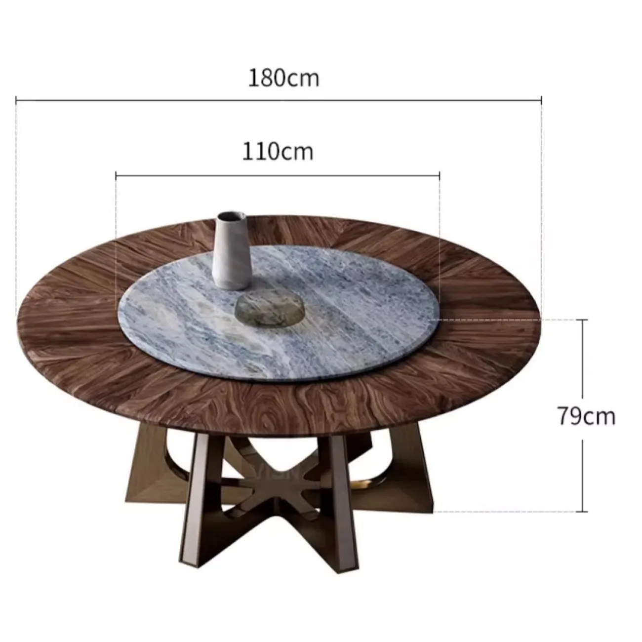 Круглый мраморный электрический обеденный стол LUXURY VISN 35872-29