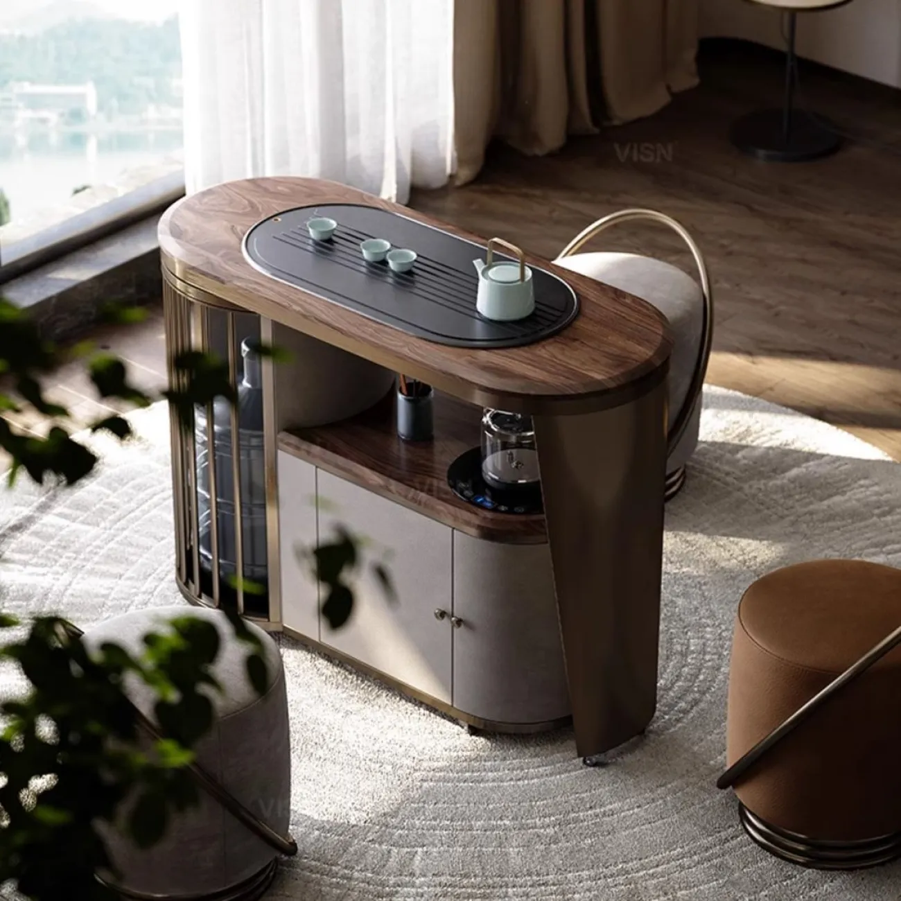 Маленький чайный столик с поворотной столешницей LUXURY VISN 35873-29