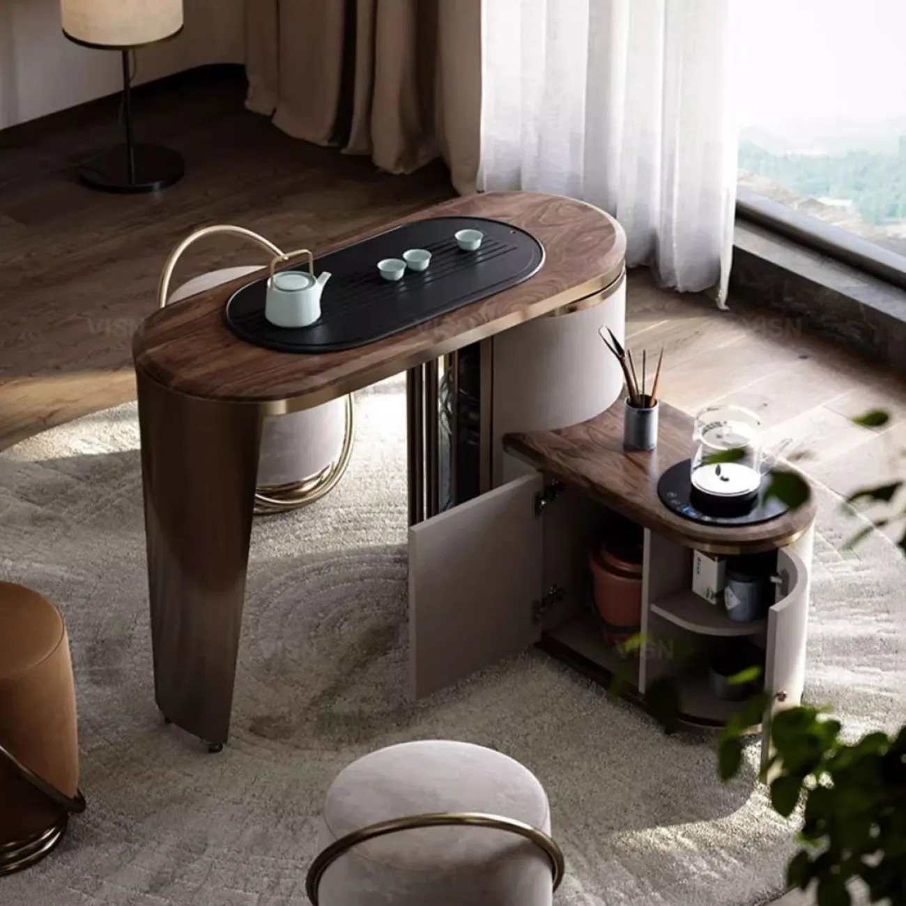 Маленький чайный столик с поворотной столешницей LUXURY VISN 35873-29