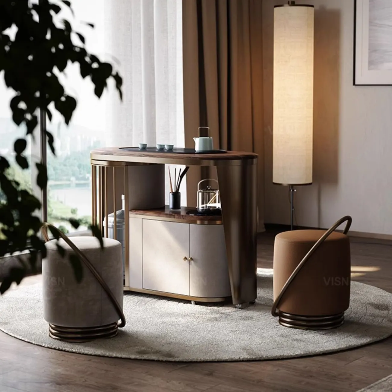 Маленький чайный столик с поворотной столешницей LUXURY VISN 35873-29