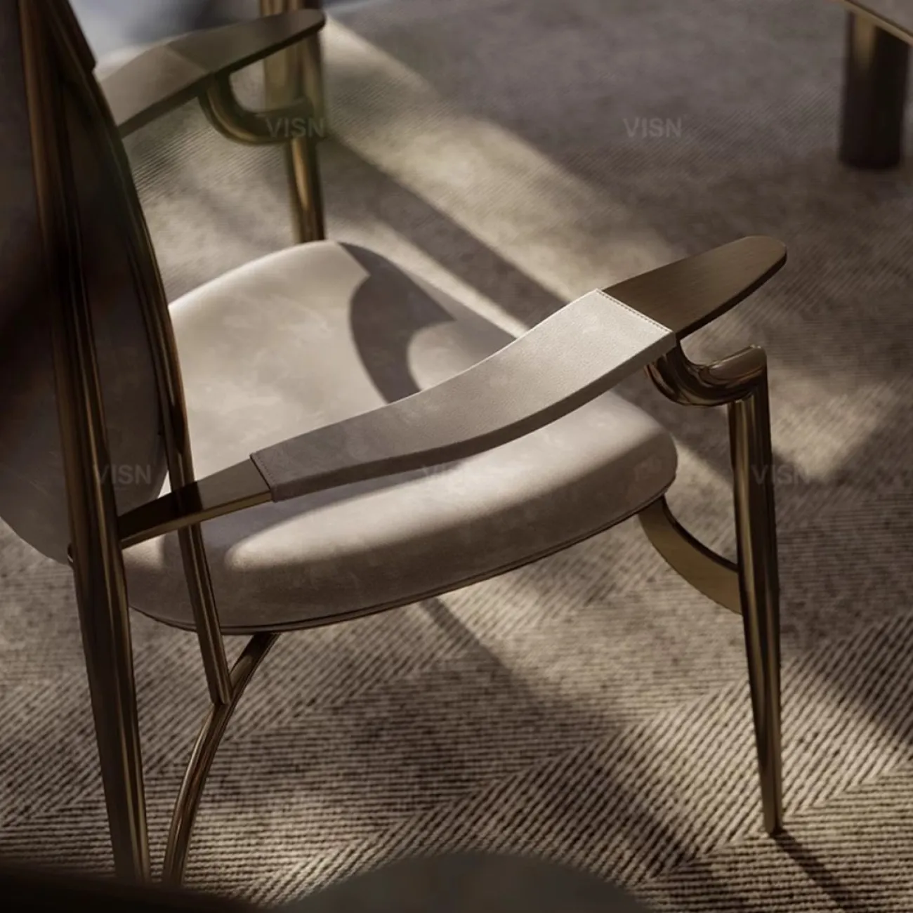 Лёгкое кожаное дизайнерское кресло для гостиной LUXURY VISN 35874-29 Лёгкое кожаное дизайнерское кресло для гостиной LUXURY VISN 35874-29