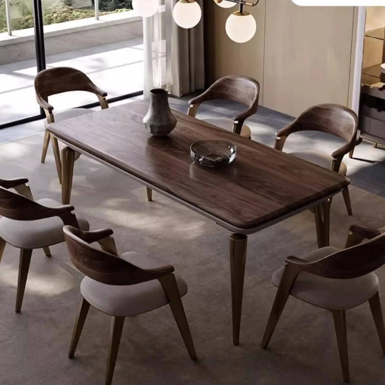 Прямоугольный обеденный стол из массива чёрного ореха LUXURY VISN 35876-29