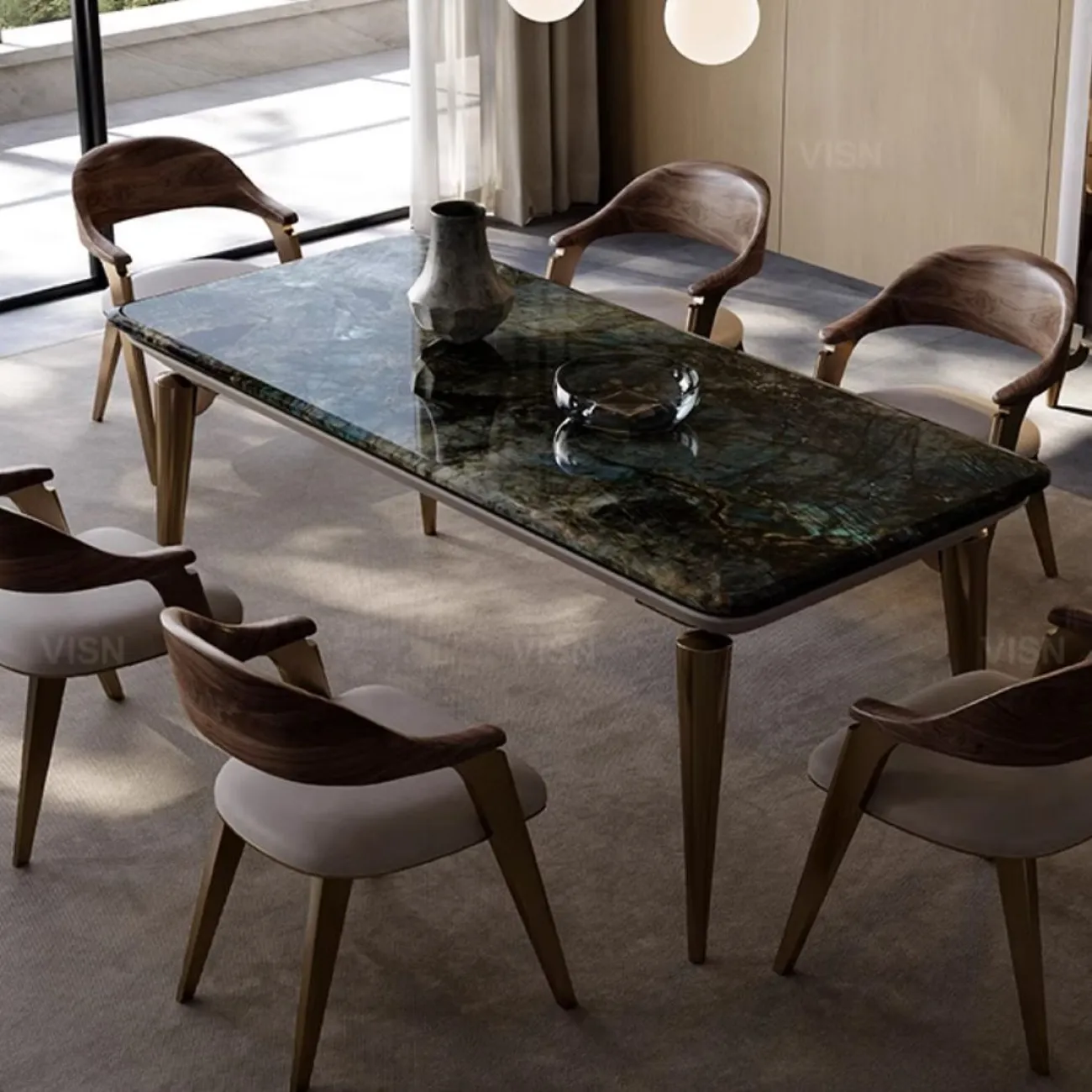 Прямоугольный обеденный стол из массива чёрного ореха LUXURY VISN 35876-29