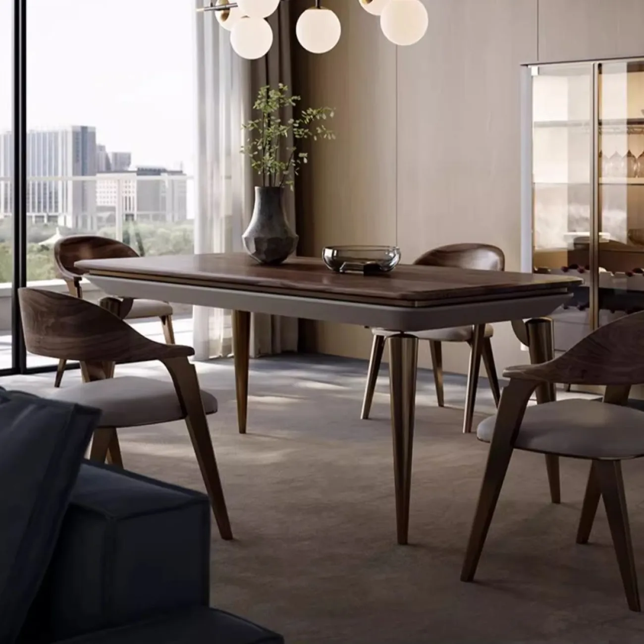 Прямоугольный обеденный стол из массива чёрного ореха LUXURY VISN 35876-29