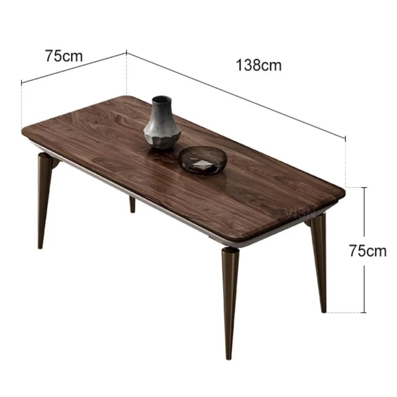 Прямоугольный обеденный стол из массива чёрного ореха LUXURY VISN 35876-29