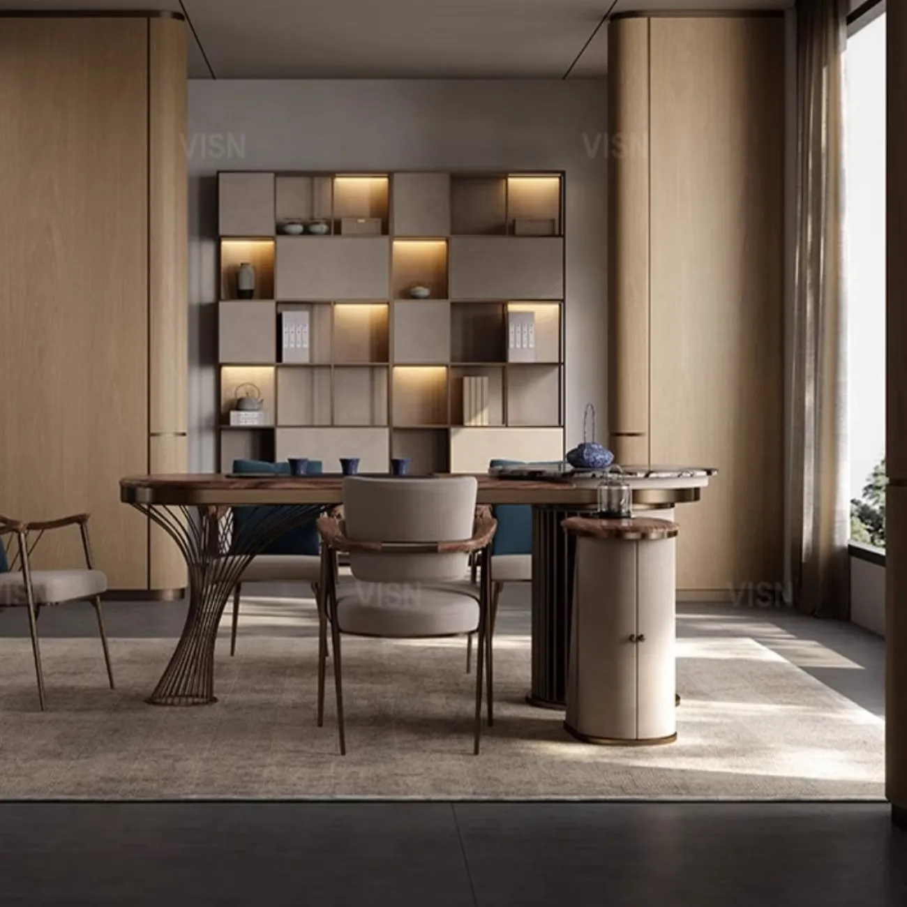 Современный овальный чайный столик LUXURY VISN 35877-29