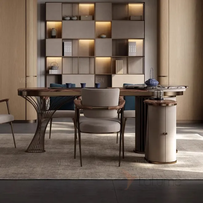 Современный овальный чайный столик LUXURY VISN 35877-29