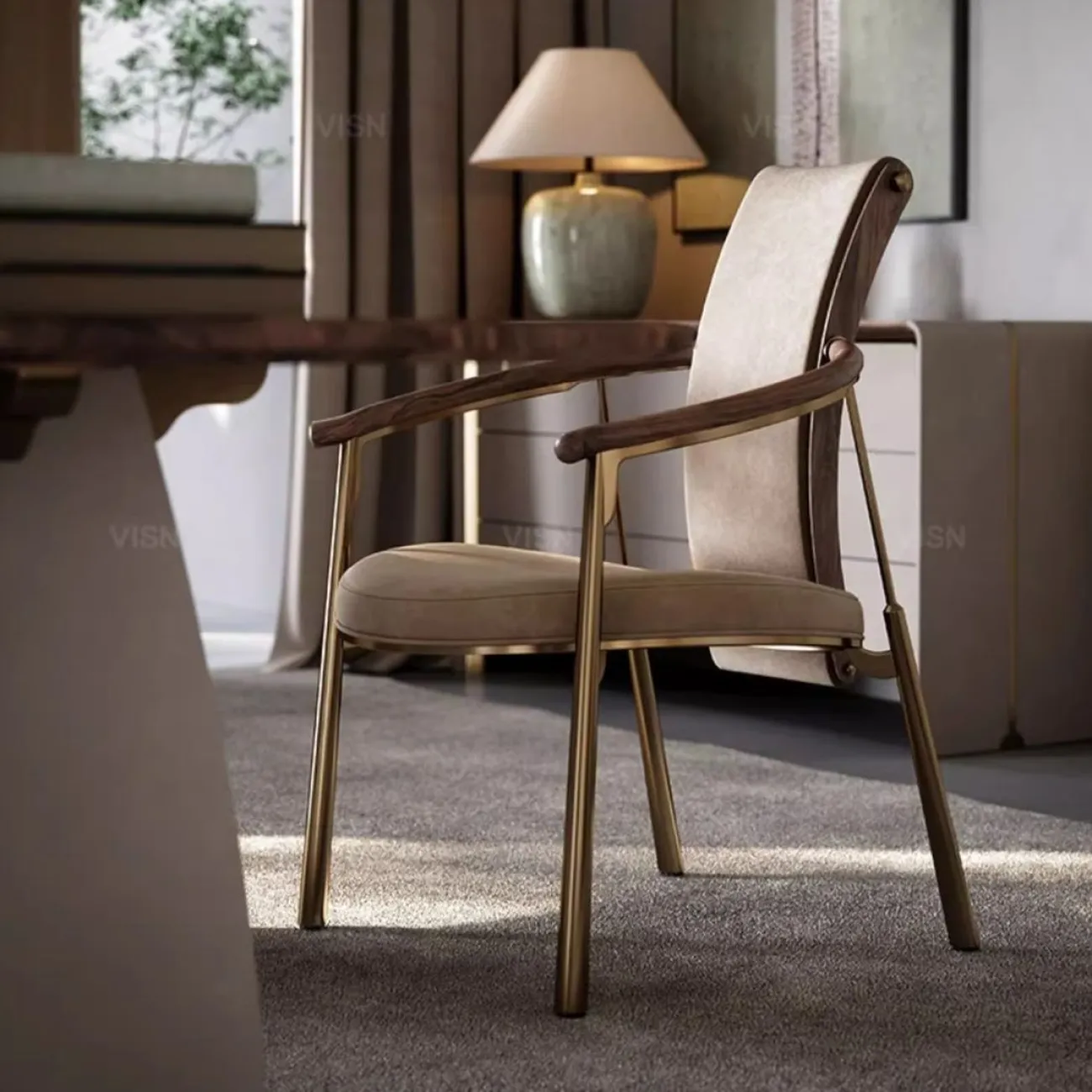 Роскошный кожаный стул из массива дерева LUXURY VISN 35878-29