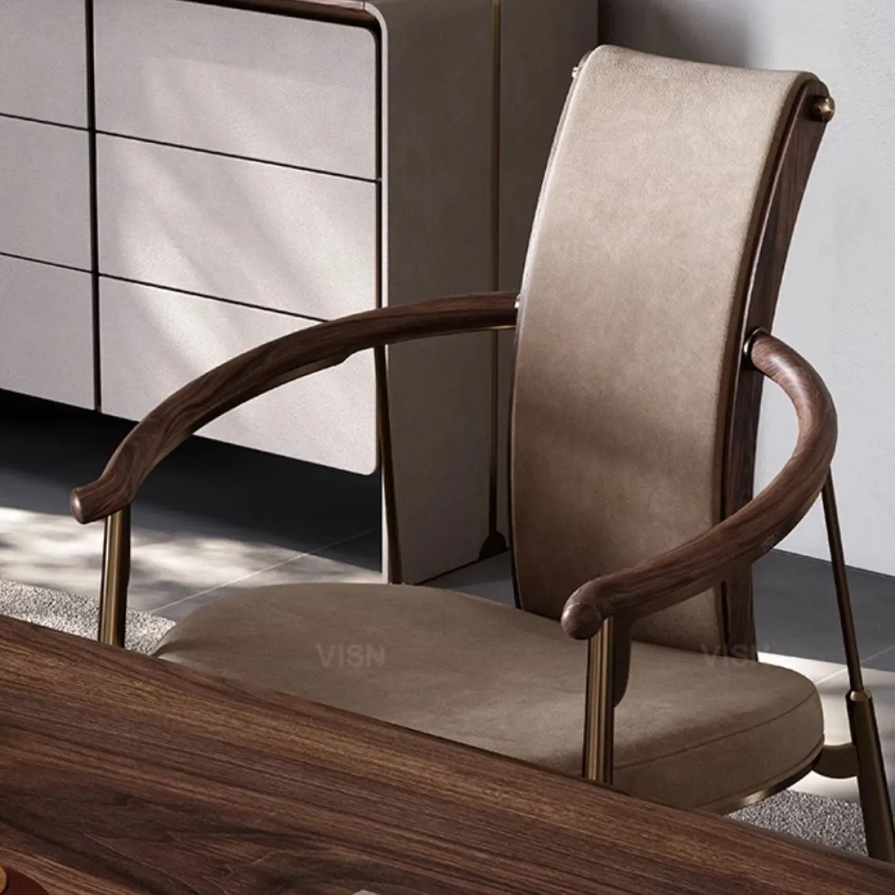 Роскошный кожаный стул из массива дерева LUXURY VISN 35878-29