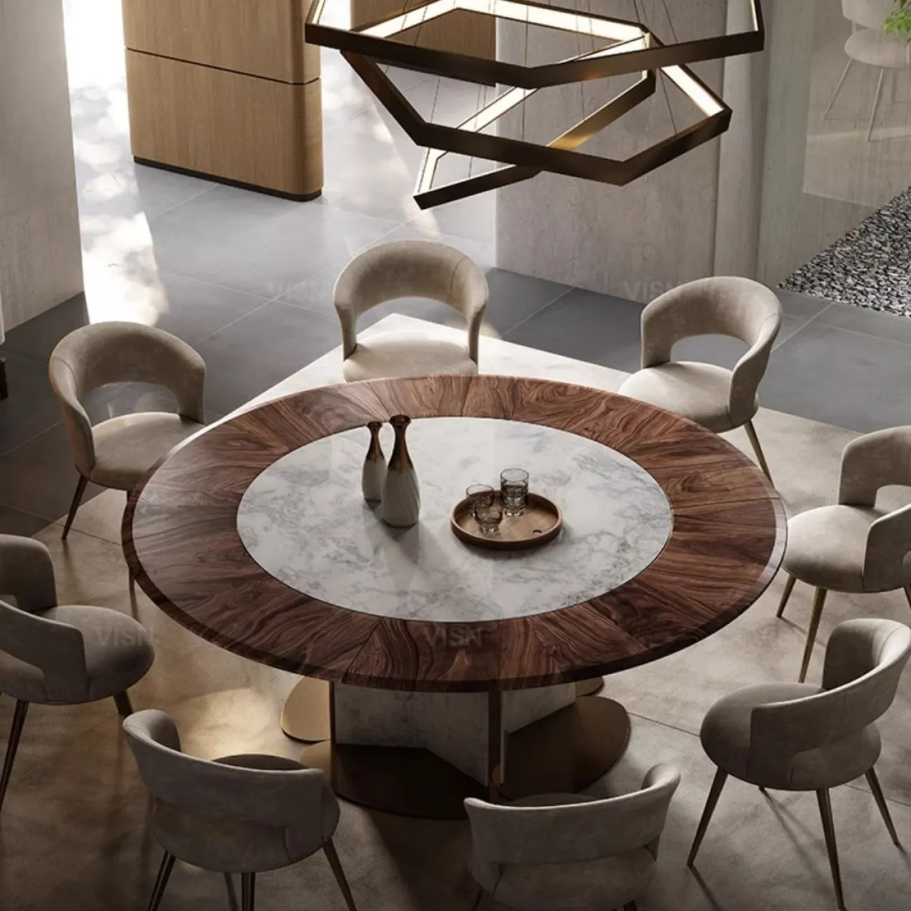 Круглый обеденный стол из массива дерева LUXURY VISN 35884-29