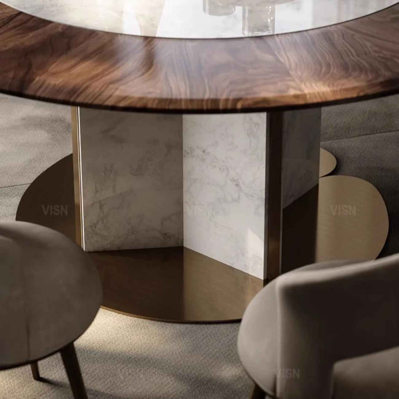 Круглый обеденный стол из массива дерева LUXURY VISN 35884-29