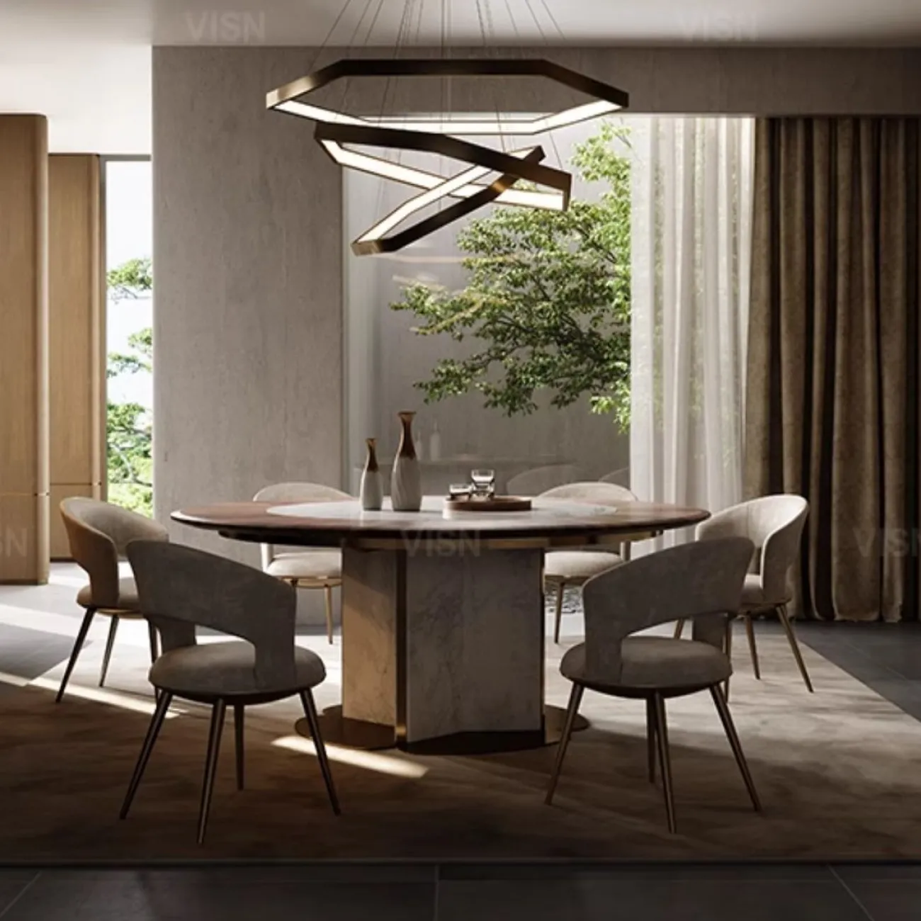 Круглый обеденный стол из массива дерева LUXURY VISN 35884-29