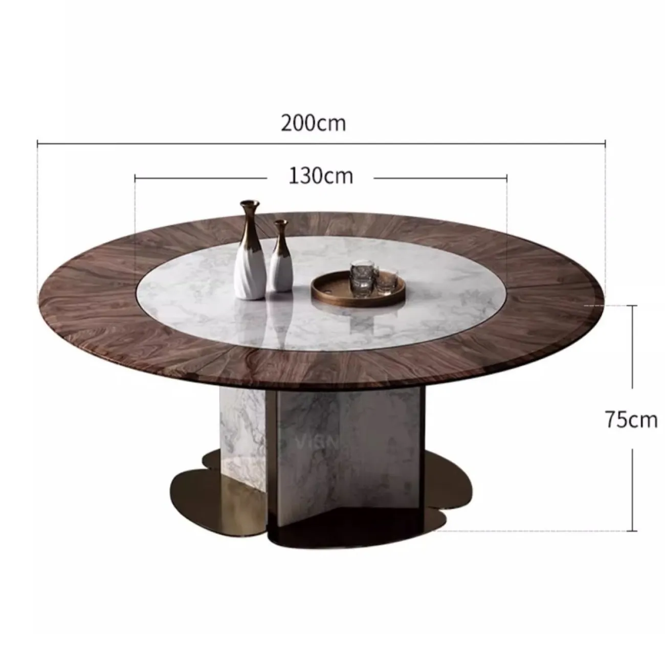 Круглый обеденный стол из массива дерева LUXURY VISN 35884-29