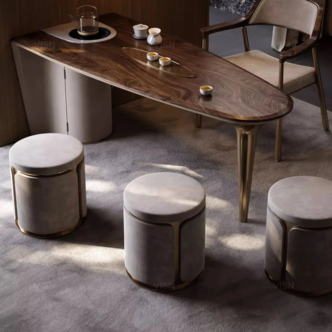 Роскошный кожаный чайный табурет LUXURY VISN 35885-29