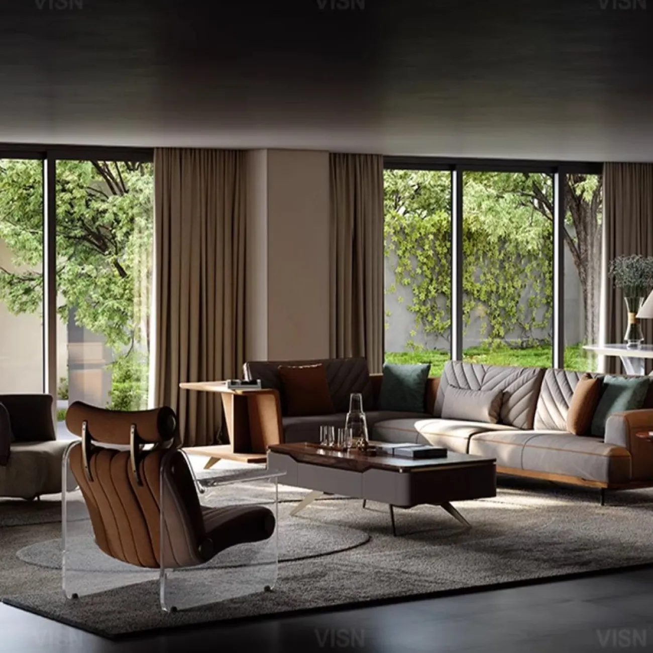 Роскошный журнальный столик из массива дерева LUXURY VISN 35887-29