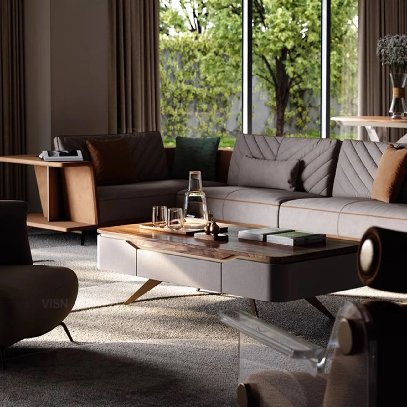 Роскошный журнальный столик из массива дерева LUXURY VISN 35887-29