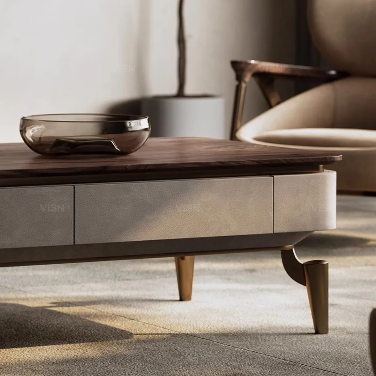 Современный журнальный столик из чёрного ореха LUXURY VISN 35891-29