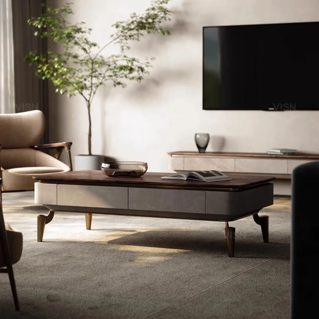 Современный журнальный столик из чёрного ореха LUXURY VISN 35891-29