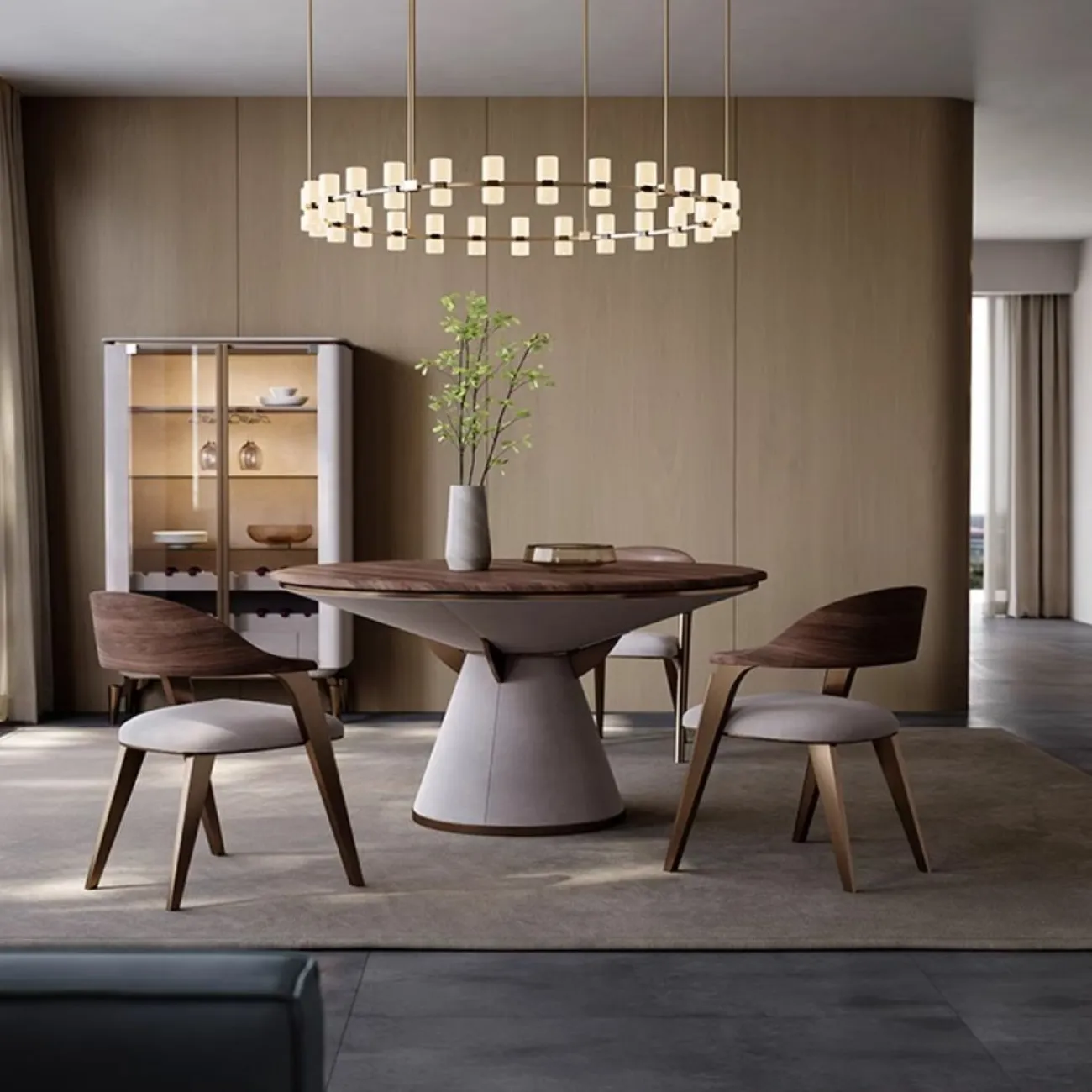 Роскошный круглый обеденный стол из массива дерева LUXURY VISN 35895-29