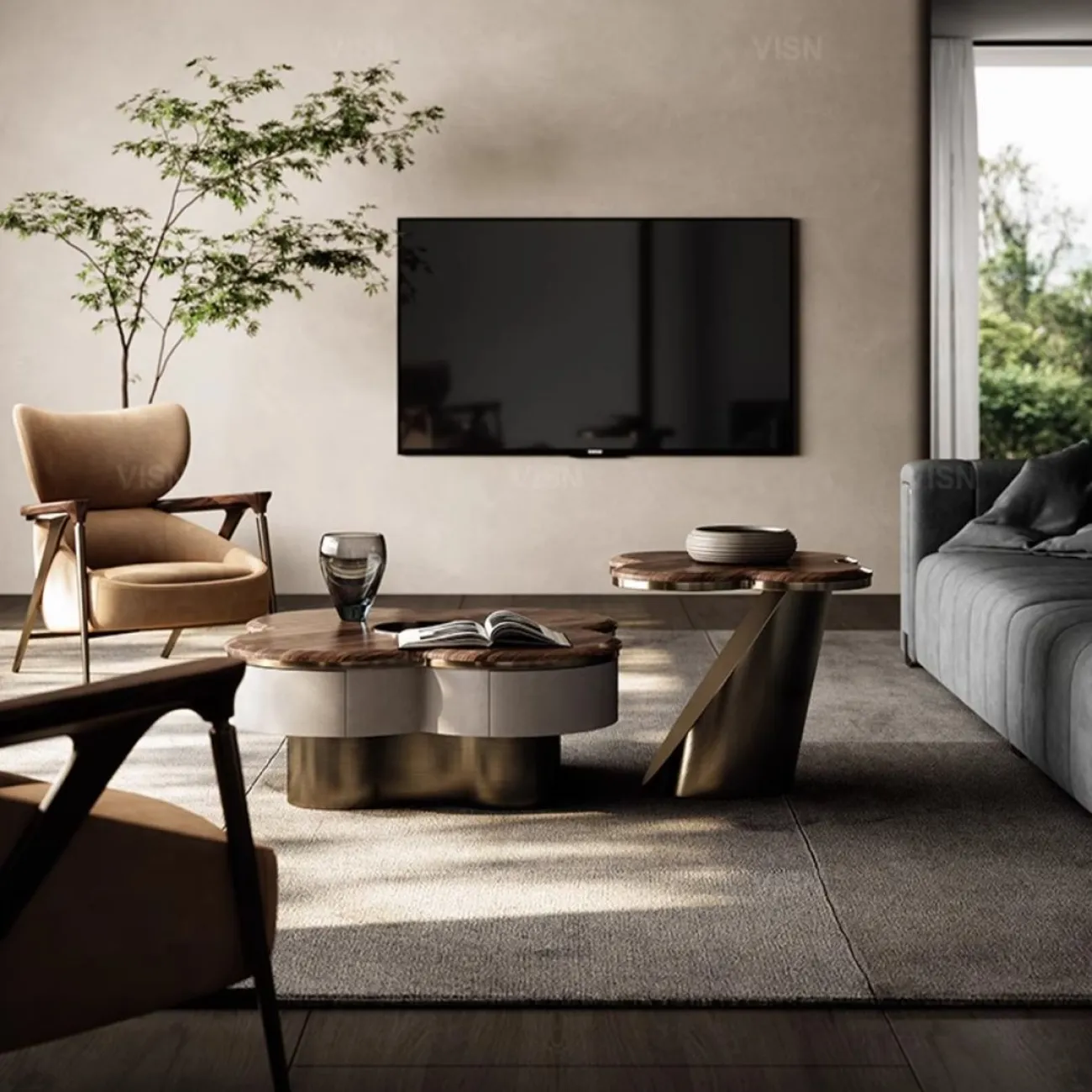 Роскошный журнальный столик из массива дерева LUXURY VISN 35897-29