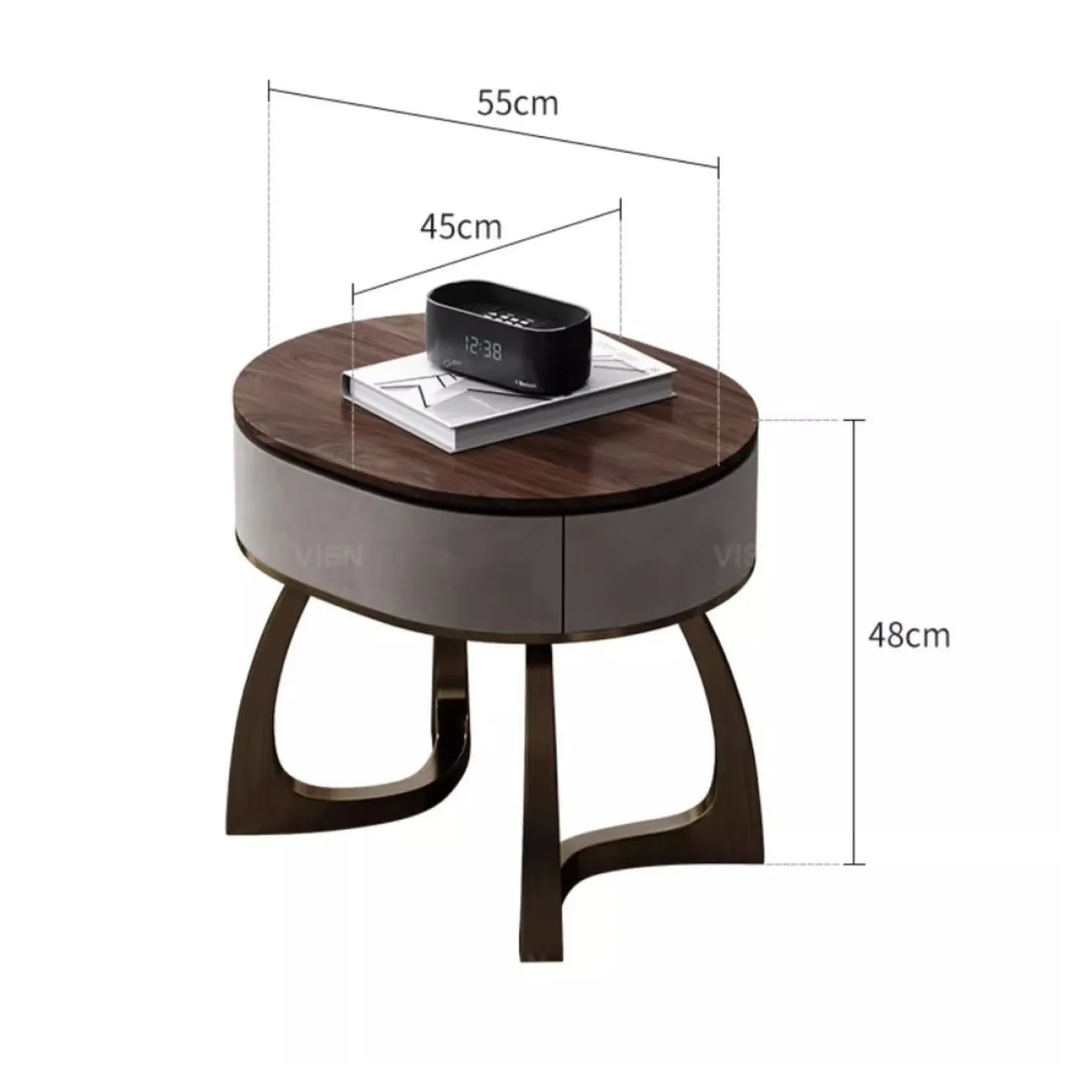 Роскошный прикроватный столик из массива чёрного ореха LUXURY VISN 35898-29