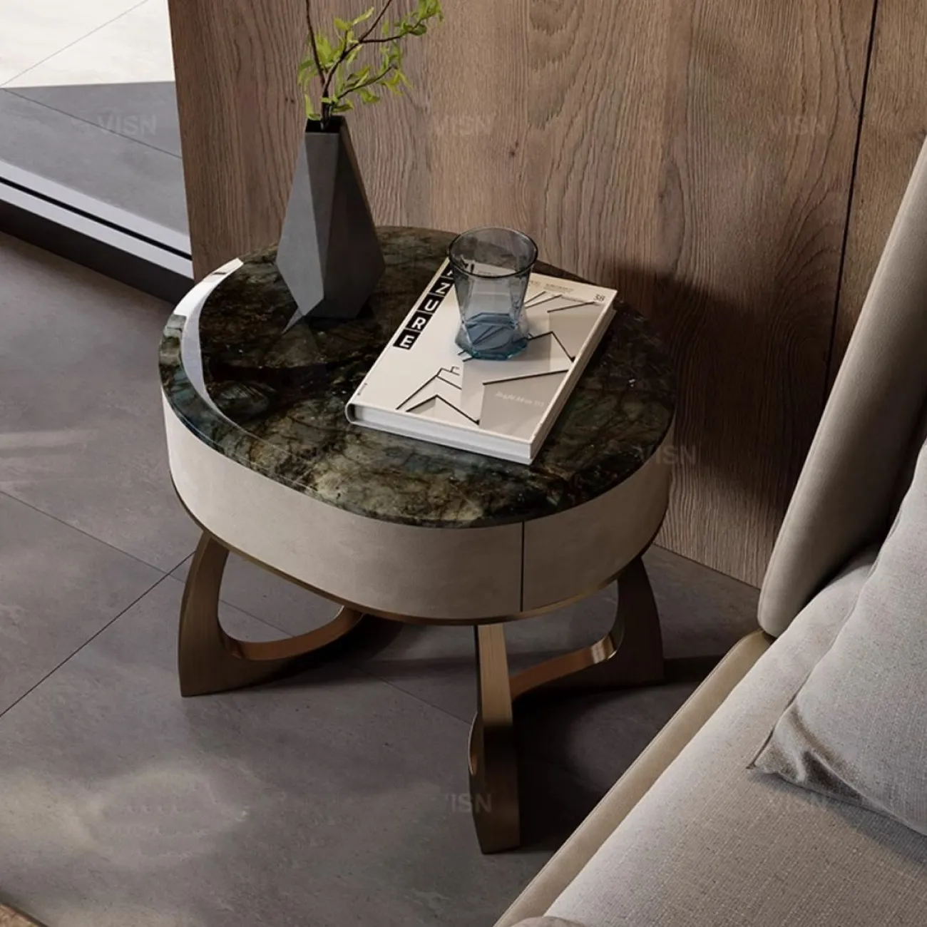 Роскошный прикроватный столик из массива чёрного ореха LUXURY VISN 35898-29