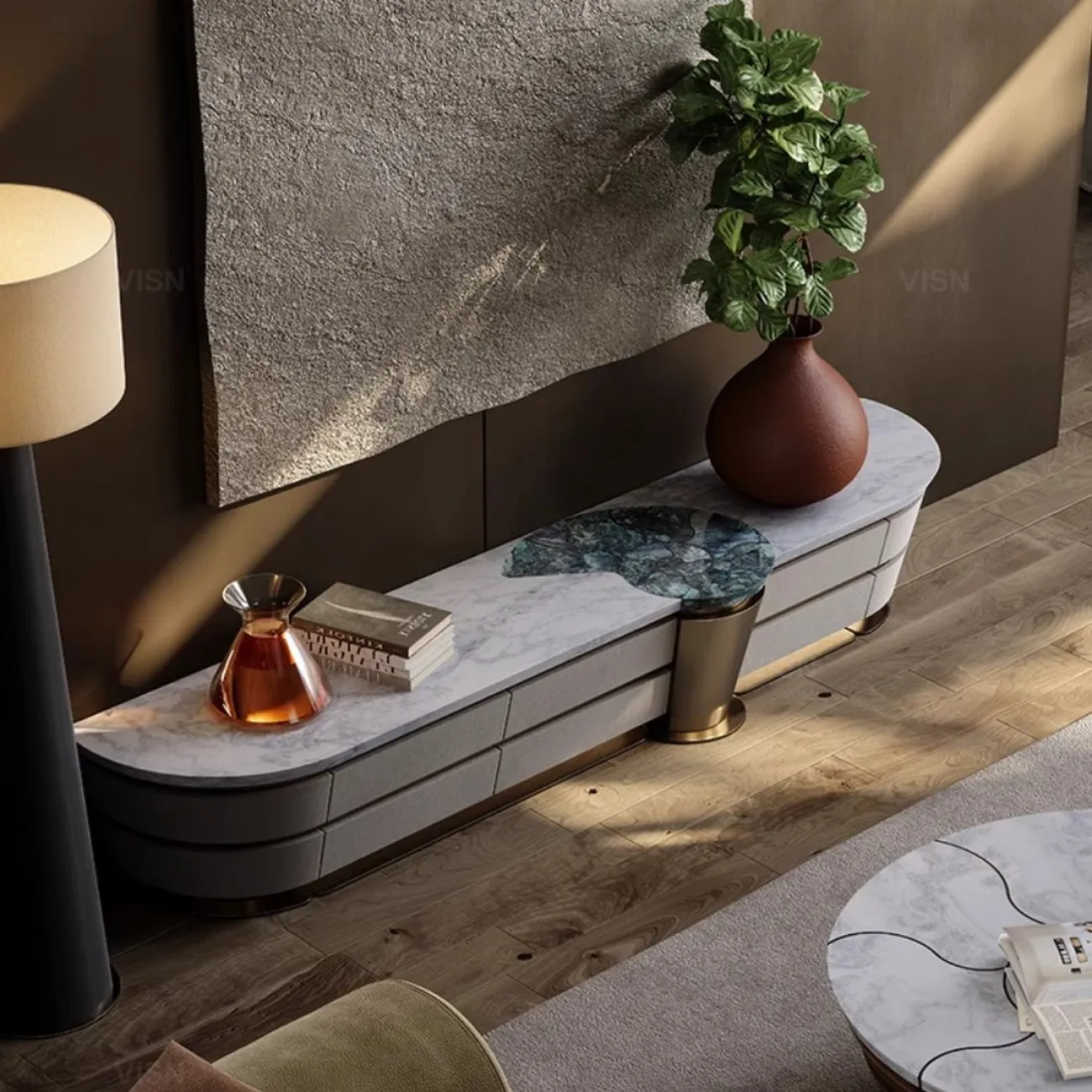 Современная мраморная тумбочка для телевизора LUXURY VISN 35899-29