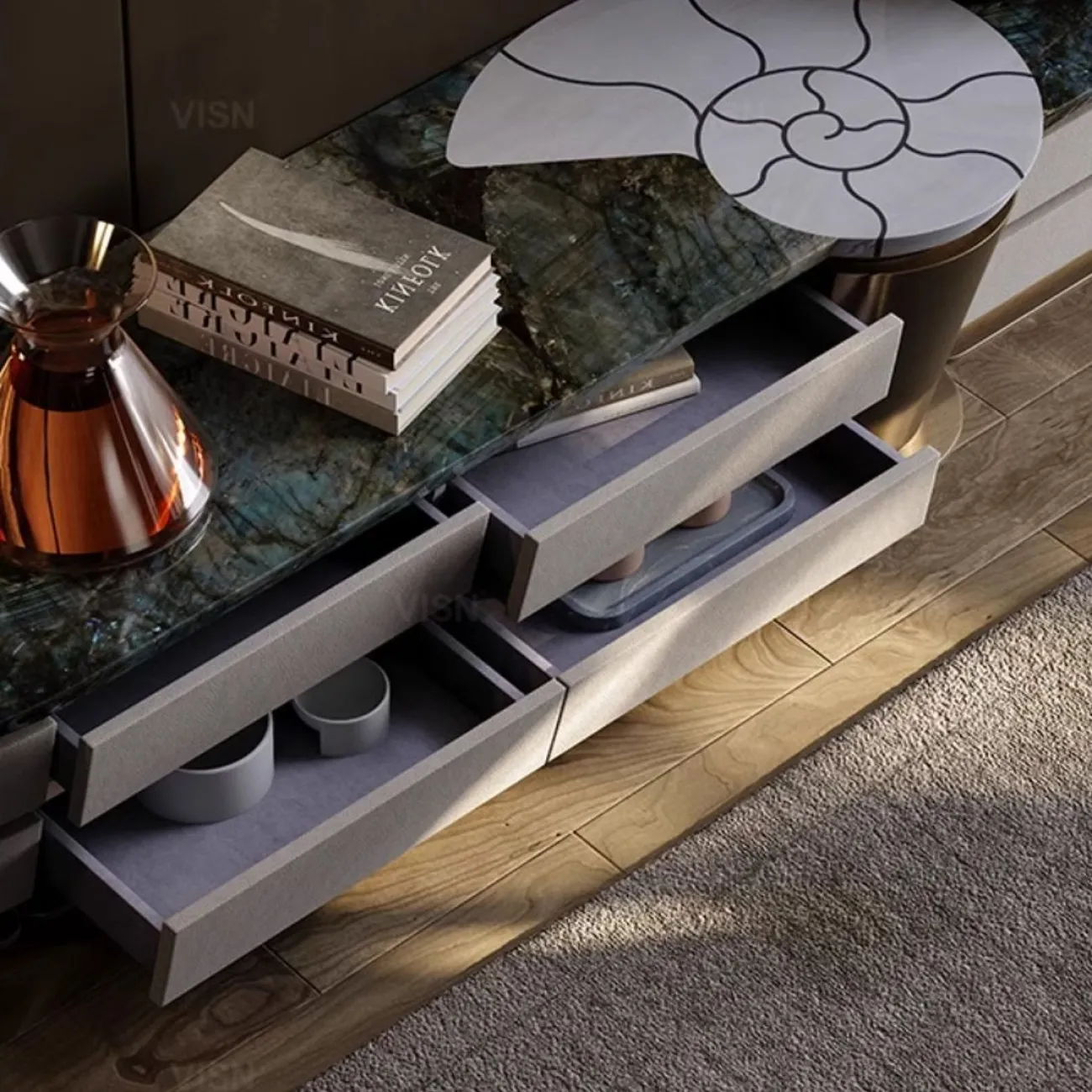 Современная мраморная тумбочка для телевизора LUXURY VISN 35899-29