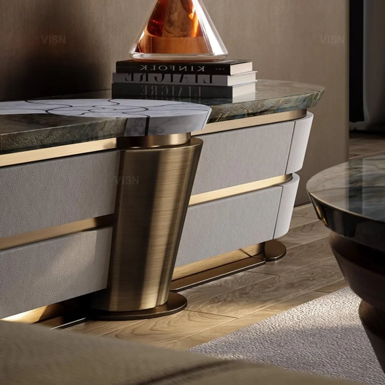 Современная мраморная тумбочка для телевизора LUXURY VISN 35899-29