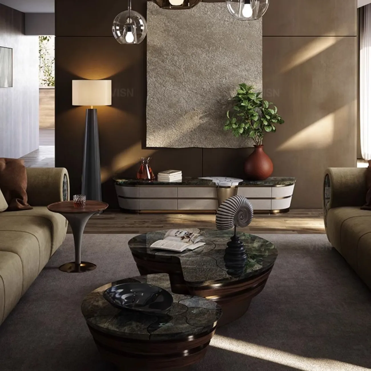 Современная мраморная тумбочка для телевизора LUXURY VISN 35899-29