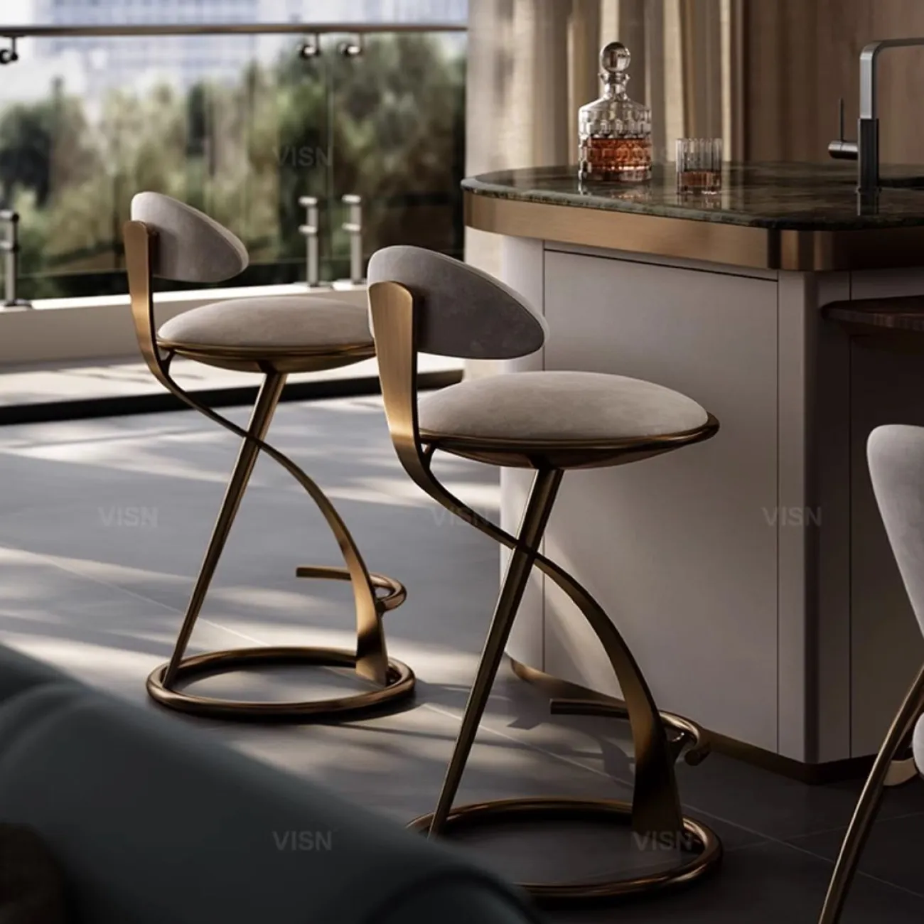  Итальянский кожаный барный стул для гостиной LUXURY VISN 35900-29