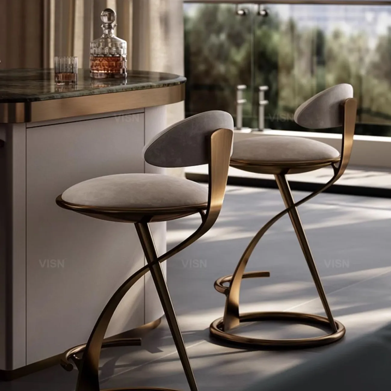  Итальянский кожаный барный стул для гостиной LUXURY VISN 35900-29