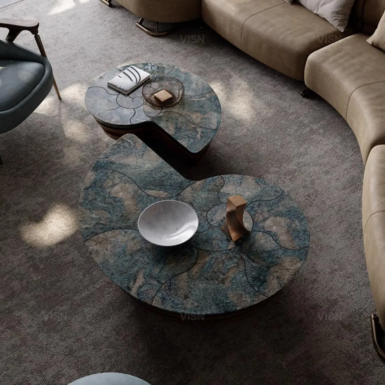 Журнальный столик "Раковина" из цельного дерева LUXURY VISN 35902-29