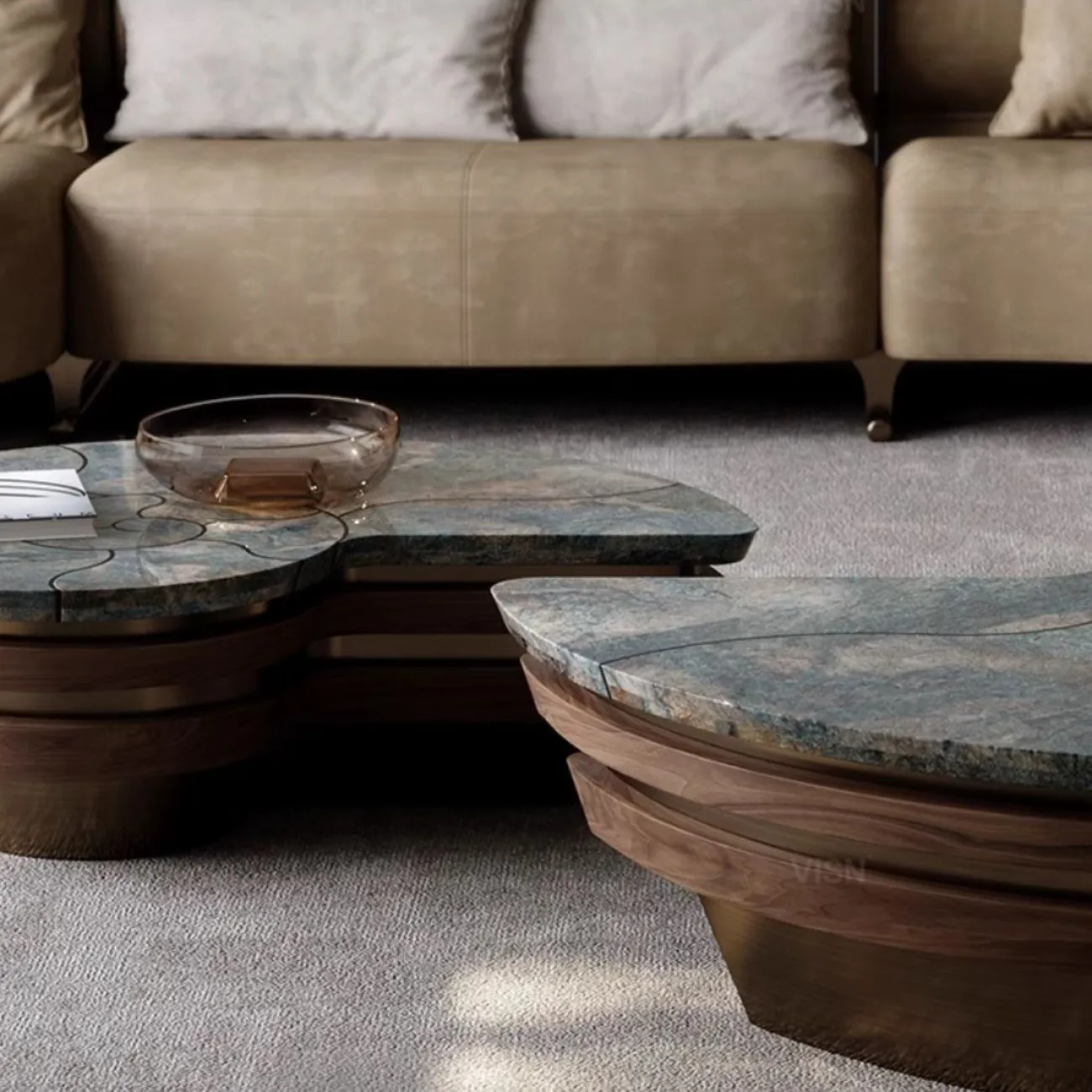 Журнальный столик "Раковина" из цельного дерева LUXURY VISN 35902-29