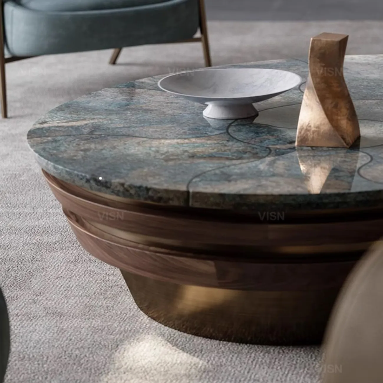 Журнальный столик "Раковина" из цельного дерева LUXURY VISN 35902-29