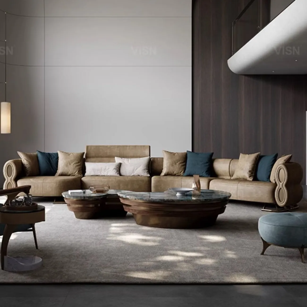 Журнальный столик "Раковина" из цельного дерева LUXURY VISN 35902-29
